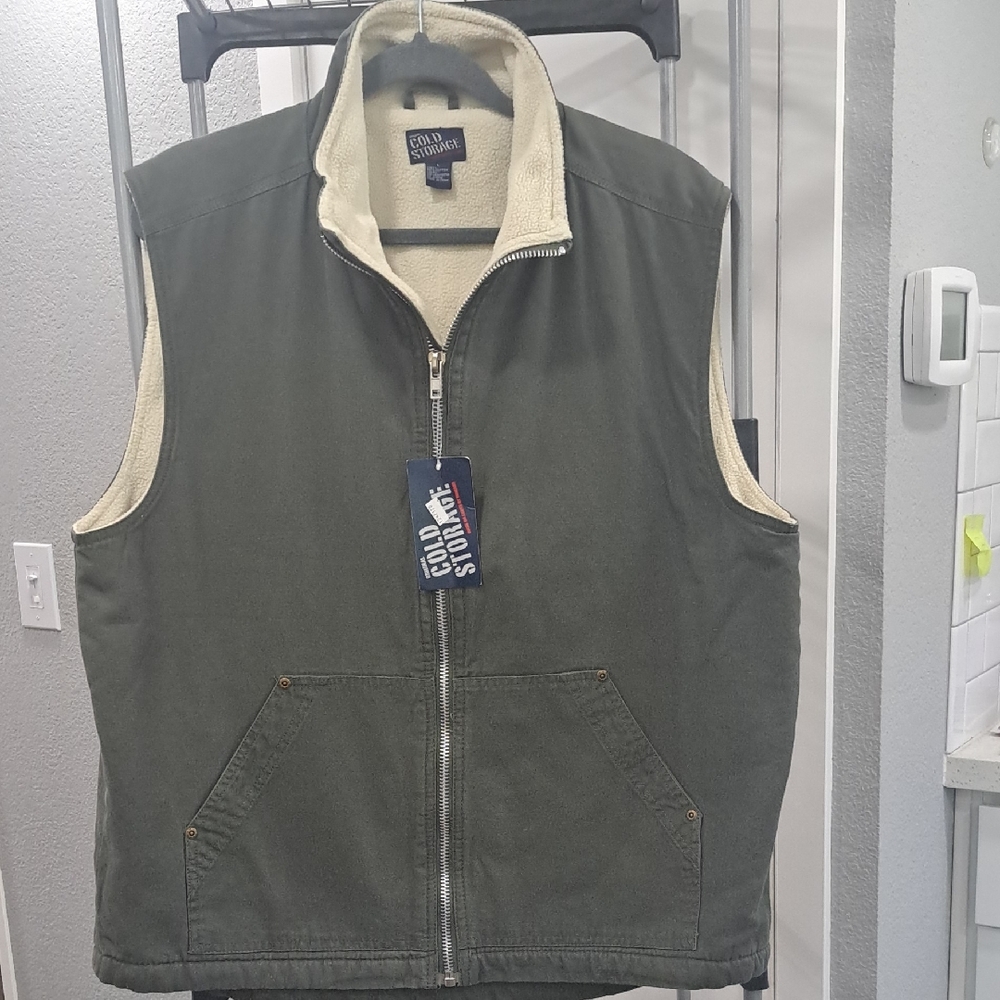 Men's Olive Green Vest w Cream lining